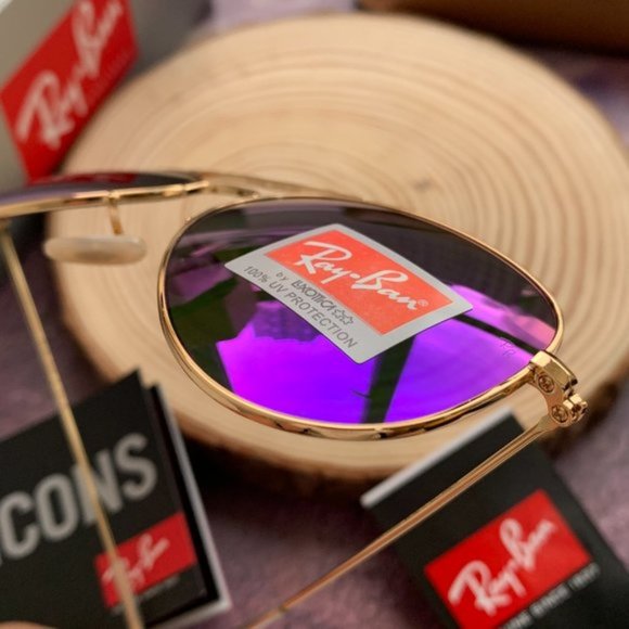 Ray-Ban Aviator Gradient RB3025 Purple Mirror 58mm - Picture 8 of 9